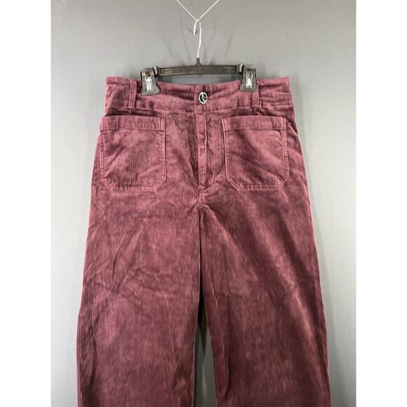 New Anthropologie Maeve Colette Size 31 Cropped Corduroy Wide Leg Pants Purple - Picture 3 of 10